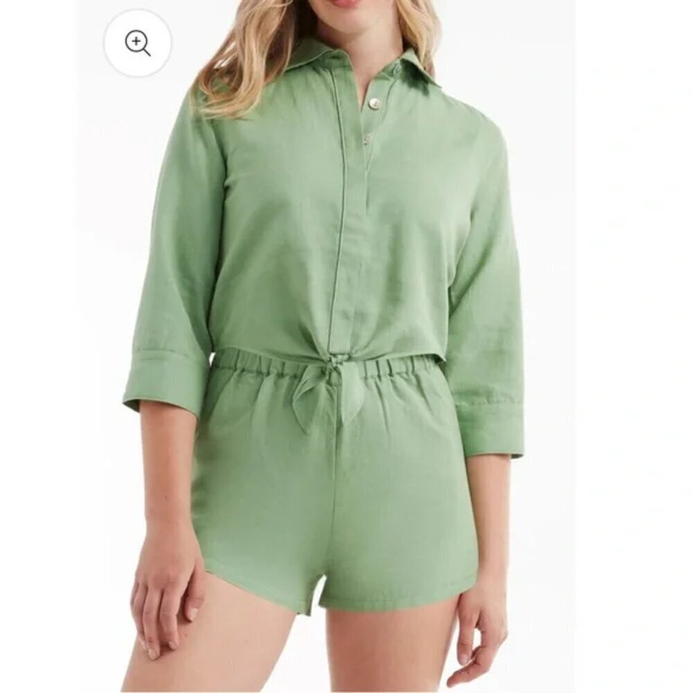 New Julia Berolzheimer x Hermoza Linen Blend Elastic Waistband Shorts NWT Medium - Picture 5 of 7